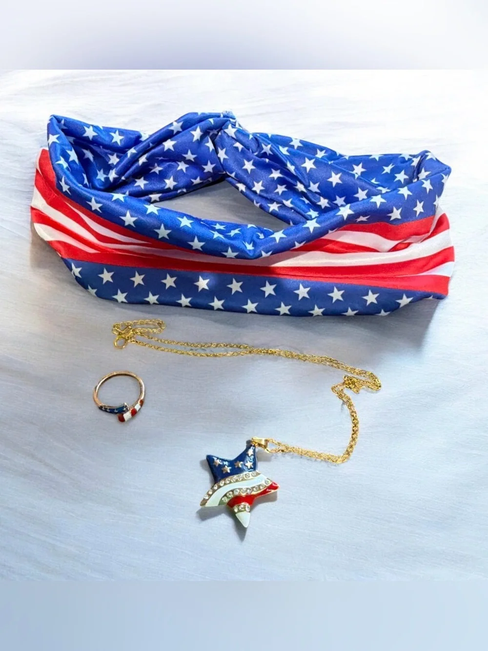 3pc Patriotic Accessory Set - Headband, Star Necklace & Ring NWOT
